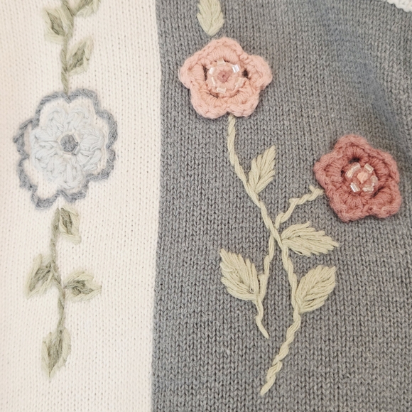 Vintage Alfred Dunner Patchwork Floral Embroidery Cardigan Sweater Cottagecore - Picture 8 of 12